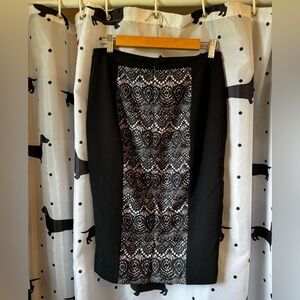 Black and nude Embellished Pencil Skirt